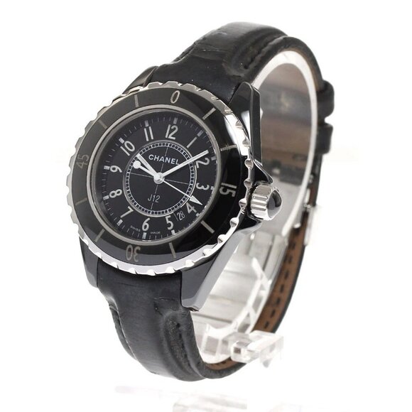 CHANEL J12 H0680 Black Ceramic 33MM Date black Dial Quartz Ladies Watch - Picture 1 of 12